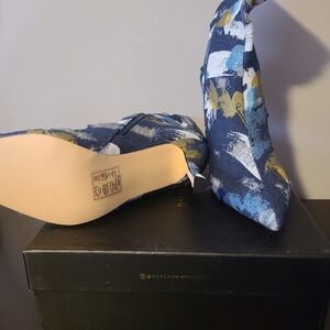Azalea Wang Blue Patterned Heeled Boots